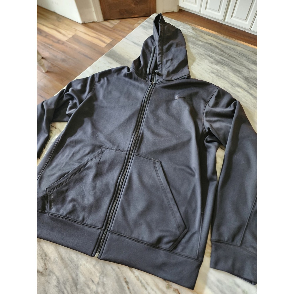 Nike Therma-FIT Mens XL Black Full Zip Hoodie Embroidered Swoosh Activewear